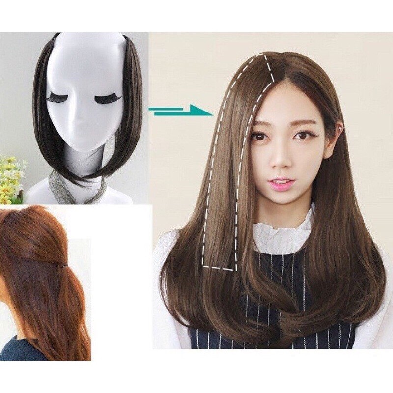 Tóc giả nữ kẹp phồng chân tóc dài giá 1 bên