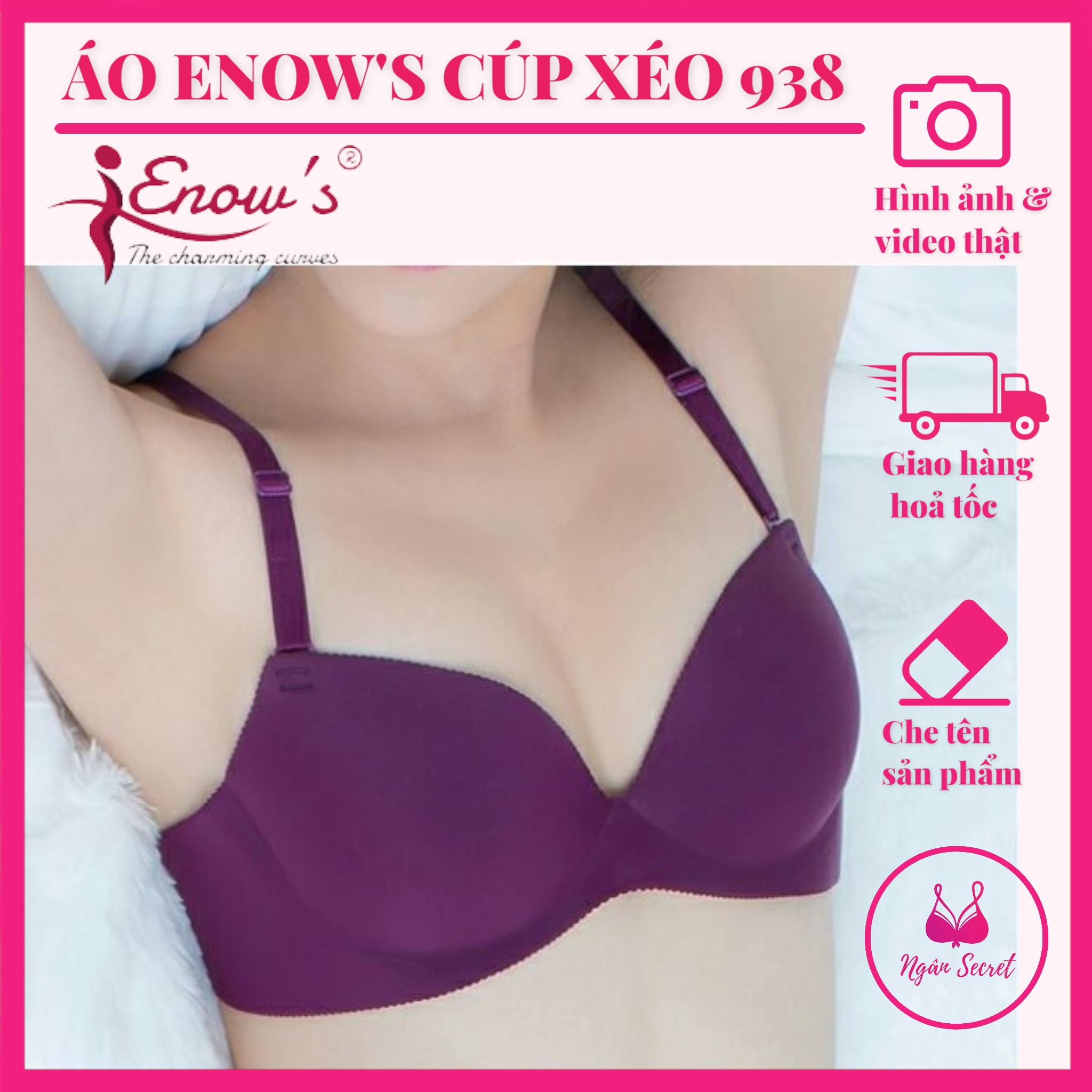 Áo ngực su không đường may Enow’s cúp xéo 938