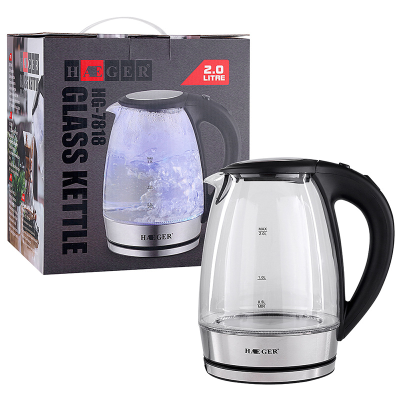 Ấm siêu tốc, bình siêu tốc thủy tinh Haeger 2L cách điện, cách nhiệt, siêu bền & tự động ngắt khi sôi [ BẢO HÀNH 12 THÁNG, 1 ĐỔI 1 TRONG 7 NGÀY, TẶNG 1 VÒNG PHONG THỦY MANG ĐẾN TÀI LỘC, MAY MẮN ]