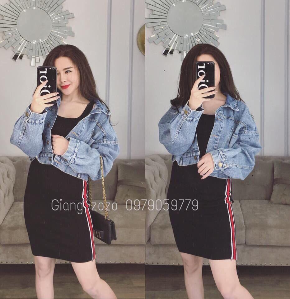 Áo khoác jean nữ ln nút sau jean 2 thời trang nữ tính - hàng chuẩn hình