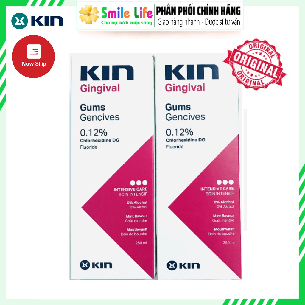 2 chai súc miệng kin gingival 250ml - sát khuẩn miệng họng, viêm nướu