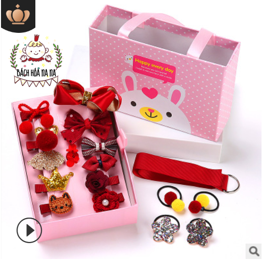 Full Bộ 18 món Cột và Kẹp tóc siêu đáng yêu cho bé Phụ kiện tóc - Quà tặng đầy ý nghĩa - Gift Set Hair Clip For Girl - Nana Shop MOMYBABY