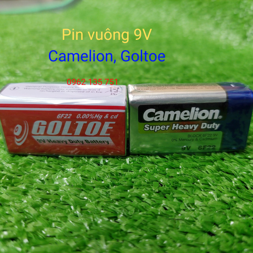 Hộp 10 viên pin vuông 9v goltoe, 9v camelion