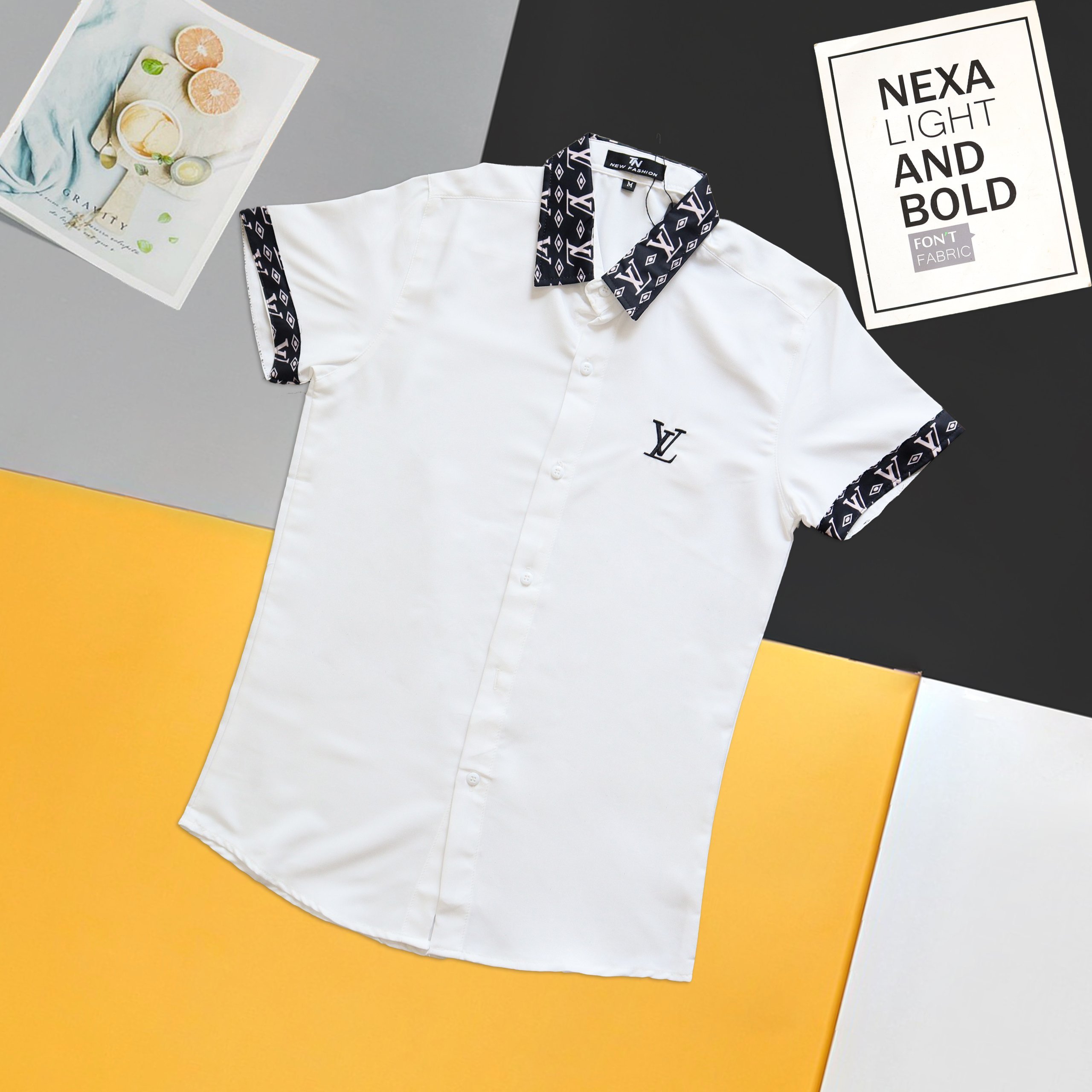 Áo sơ mi nam LV tay ngắn hàn quốc vải lụa đẹp giá rẻ mẫu mới cao cấp-AHFASHION