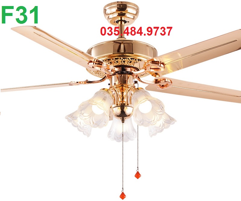 F31 [Thiên Ca Shop] Quạt trần đèn chùm - động cơ lõi đồng 100% - Hàng Cao Cấp