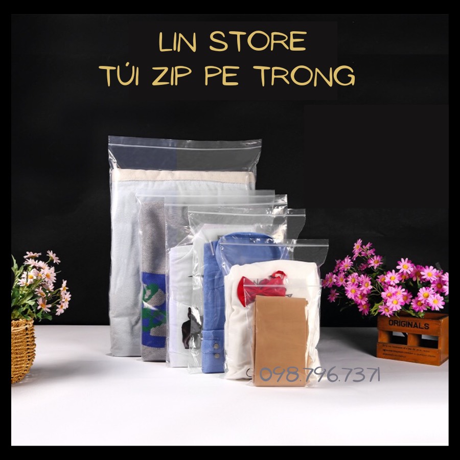 FULL SIZE - 1 Kg Túi Zip PE Chỉ Trắng Cao Cấp Đựng Quần Áo - Có Lỗ Thông Hơi