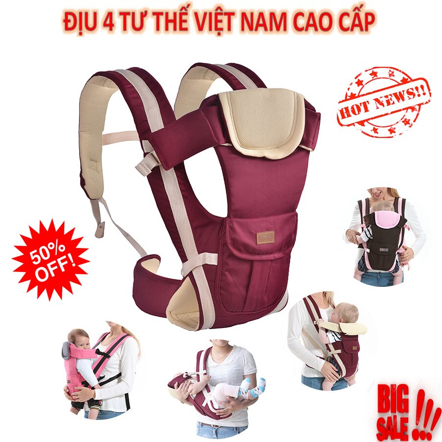 [HCM]Dây Đai Cho Bé Đi Xe Máy  Địu Em Bé Đa Năng 4 Tư Thế Đai Đeo An Toàn Cho Bé.