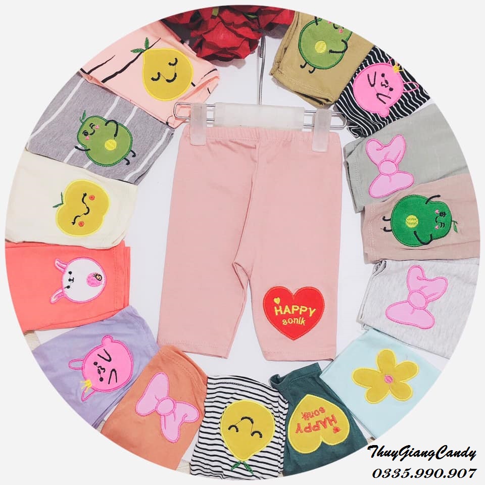 Quần leging lửng thun lạnh họa tiết thêu cho bé gái 6-18kg