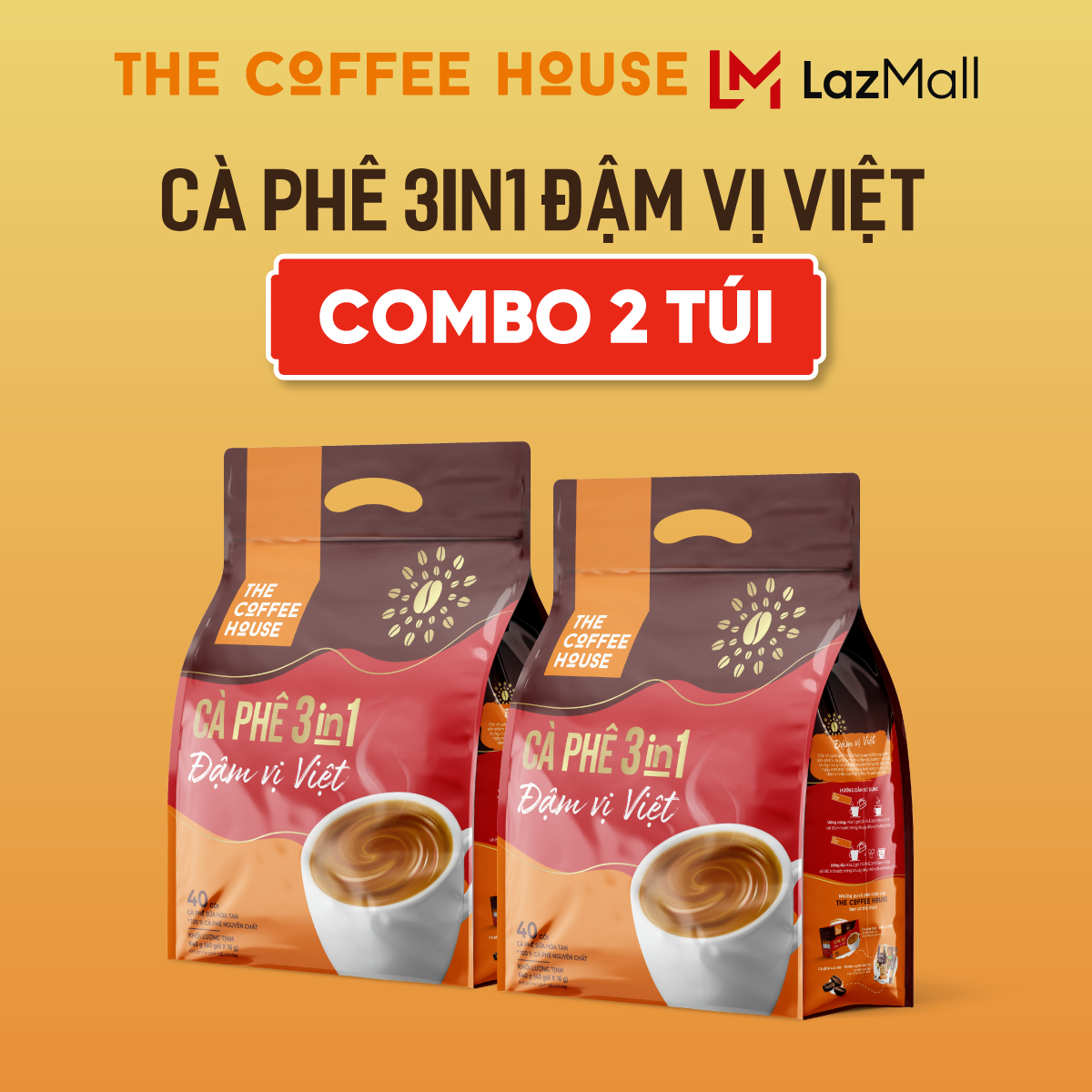 Combo 2 The Coffee House cà phê sữa hoà tan 3IN1 đậm vị Việt