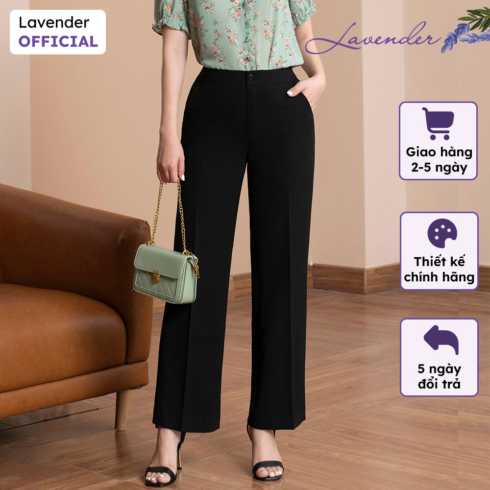 Quần tây nữ công sở đen lavender fashion ống suông basic chất co giãn nhẹ q1347