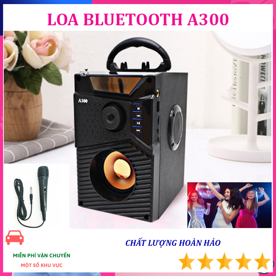 Loa Kèm Mic A300 TOP LOA HÁT KARAOKE HAY 2020 - Kiểu Dáng Hiện Đại, Có Tay Cầm Dễ Dàng Di Chuyển, Dung Lượng Pin Khủng - Âm Thanh Cực Chắc Và Hay - Loa Bluetooth Siêu Trầm, Loa Không Dây Hát Karaoke Kèm Mic