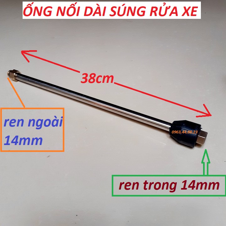 Ống nối dài vòi phun xịt rửa xe (36cm)  Ống nối dài s.úng rửa xe áp lực cao của máy xịt rửa áp lực 36cm-inox  ống nối dài sung rửa xe  ống nối dài sung rửa xe áp lực cao  ống nối dài sung rửa xe tăng áp.