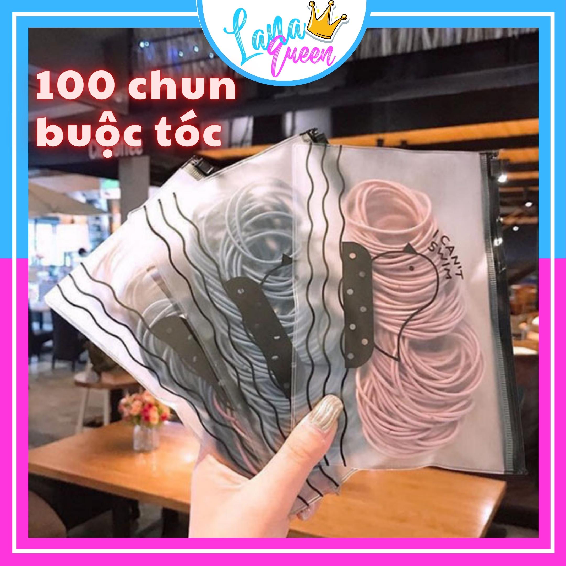 Set 100 Dây Thun (Thun) Buộc Tóc Kèm Túi Zip Tiện Lợi Gía Rẻ - LANA QUEEN