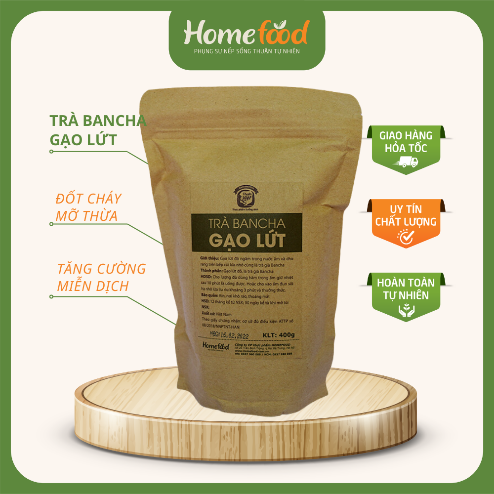 Trà bancha gạo lứt homefood túi 400g