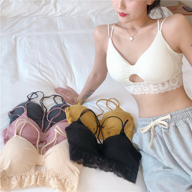 Áo Ngực-Áo Bra nữ-Áo Lót Ngực nữ liền dây THẮT NƠ gân tằm THOÁNG MÁT Áo Bra Cotton 2 Dây-King King