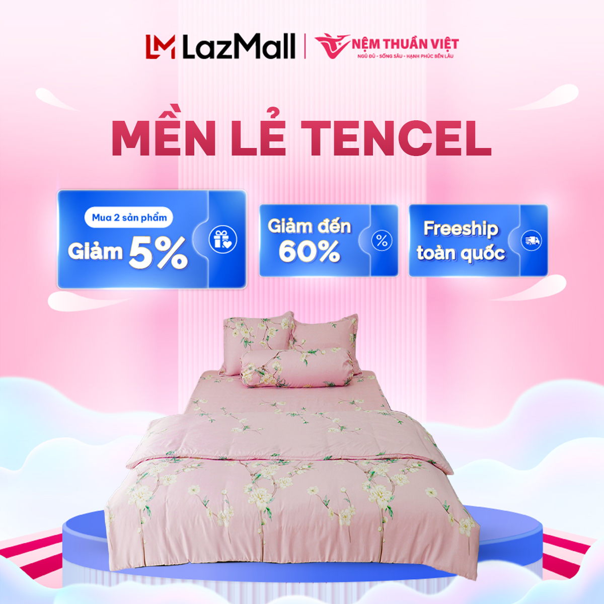 Chăn mền hè chất liệu tencel thuần việt cao cấp mịn mát - hồng tvm09 180x200