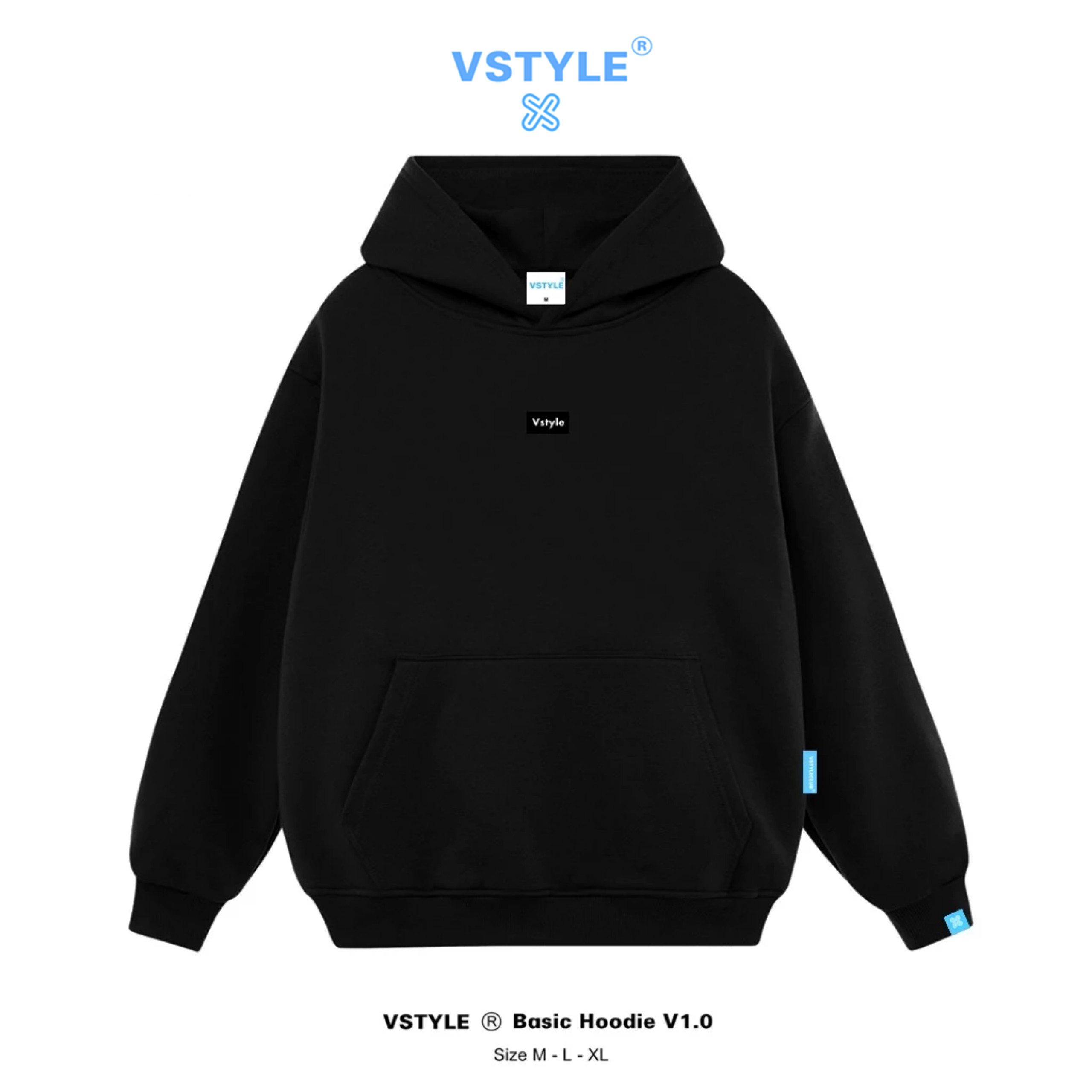 Áo Hoodie Chui Basic Logo Cao Su Vstyle Unisex Local Brand - Đen