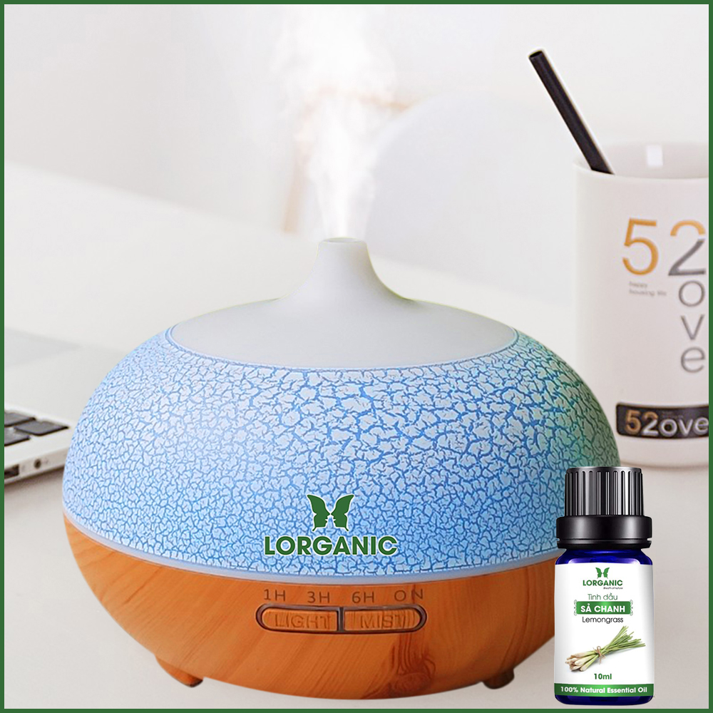 [HCM]Combo máy khuếch tán/ máy xông tinh dầu Lorganic Bí Ngô vân rạn FX2055 + tinh dầu sả chanh Lorganic (10ml)