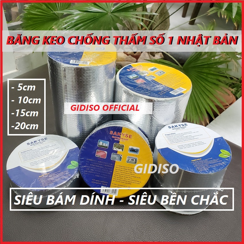 Băng keo chống thấm siêu dính SAKYSE, băng dính chống nước thấm dột, dán mọi bề mặt, băng keo chống dột, xịt chống dột GIDISO