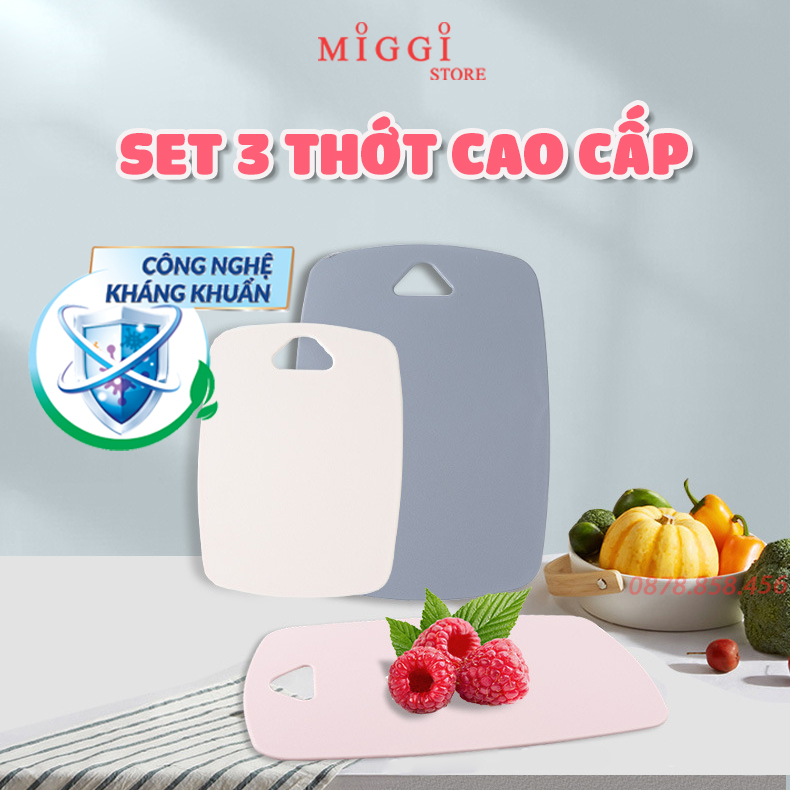 [HOT] Set 3 thớt nhựa kháng khuẩn - Công nghệ diệt khuẩn hiện đại - Chống trơn trượt tiện dụng - Chất liệu PP cao cấp - Đủ 3 kích thước