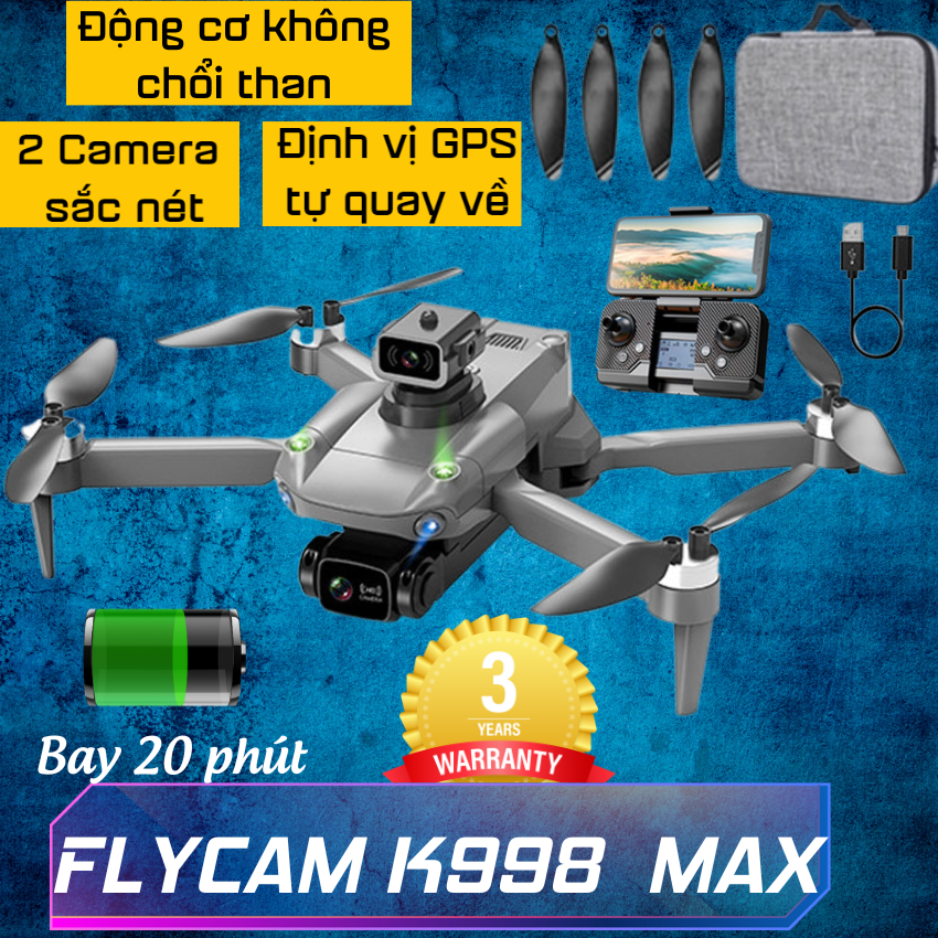 Máy bay FLycam Camera 4K K998 Max, Máy bay điều khiển từ xa 4 cánh