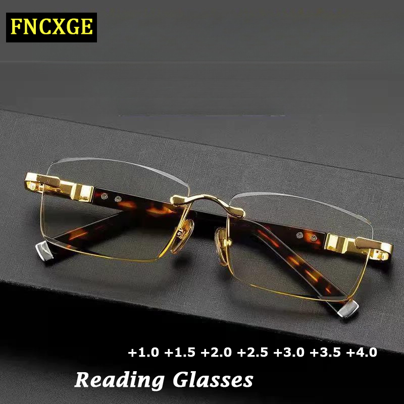  FNCXGE kính lão đọc sách có độ +100~+400 nữ retro thời trang Chống Bức Xạ chữ nhật mắt kính nam Cổ Điển Tia Xanh Dương Kính Bảo Vệ Mắt unisex 