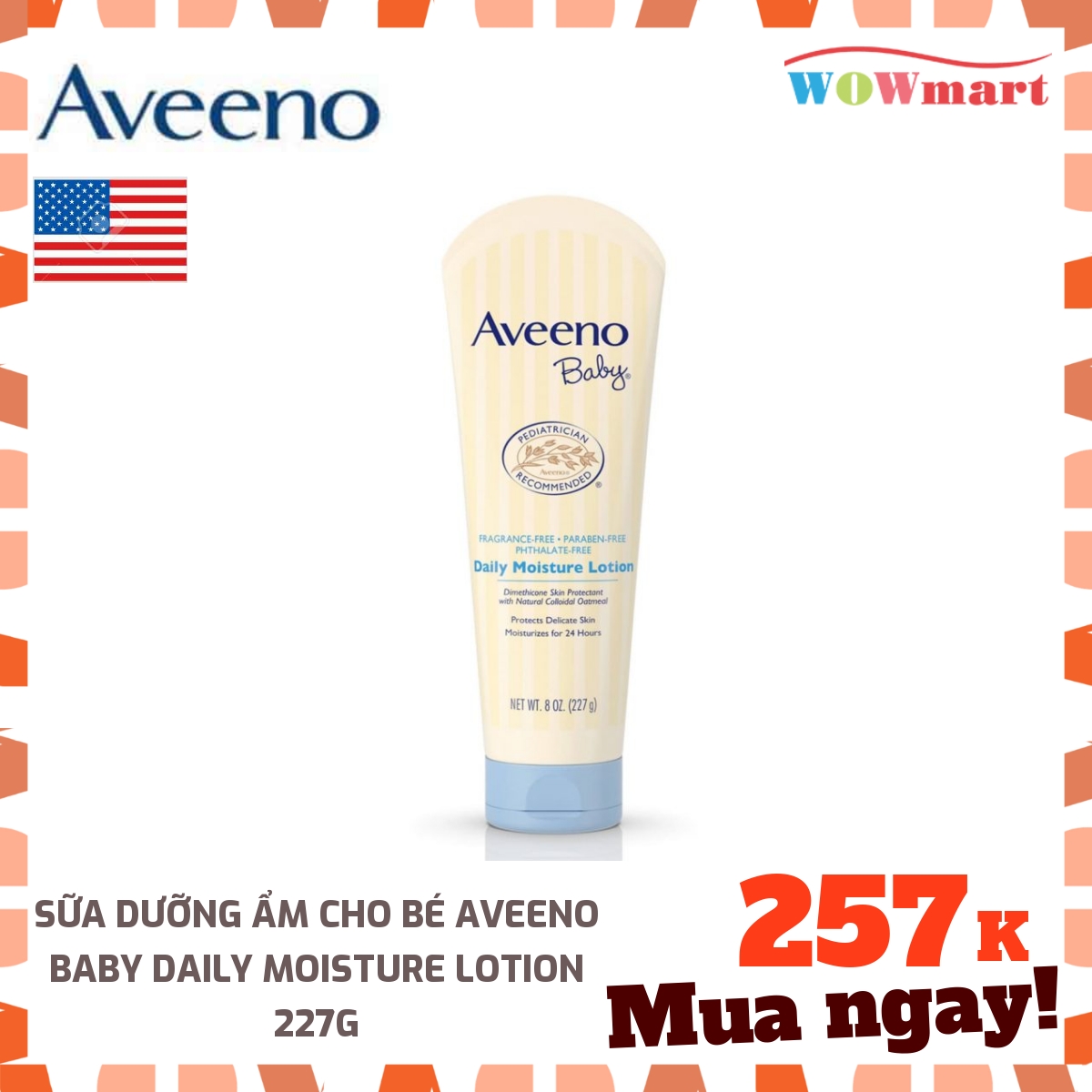 Sữa dưỡng ẩm cho bé Aveeno Baby Daily Moisture Lotion 227g - MỸ