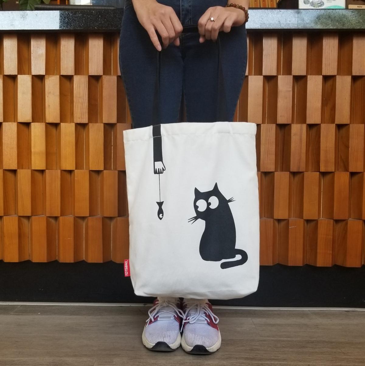 Túi Vải Tote Cao Cấp, Dày Dặn Túi Vải Canvas Hình Mèo, Túi Vải Thời Trang Basic Dễ Phối Đồ. Túi Vải TotsBAG