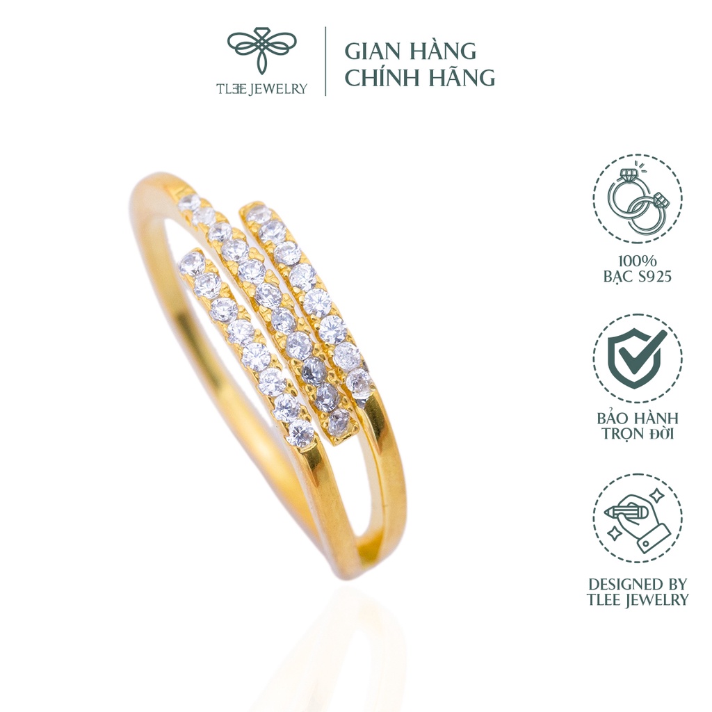 Nhẫn bạc nữ tlee ghép mạ vàng 14k nạm đá cao cấp tleejewelry a0133