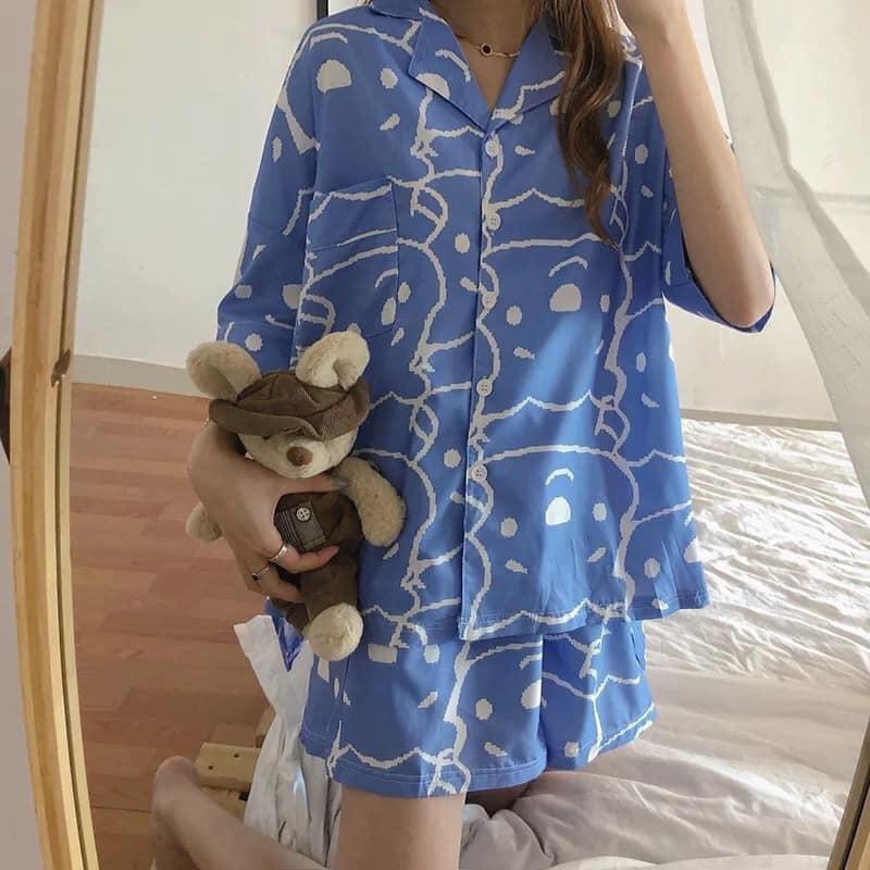 Bộ đồ mặc nhà cute , Bộ piazama hình gấu xinh xắn AD121