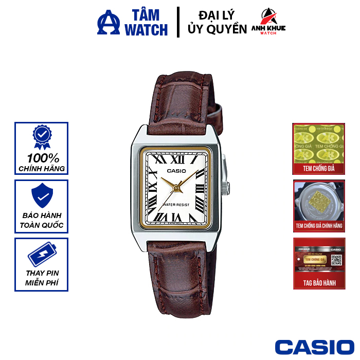 Đồng hồ nữ dây da casio standard chính hãng anh khuê ltp-v007l-7b2udf