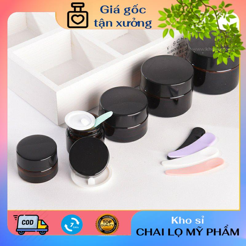 Hũ chiết kem thủy tinh nâu 5g/10g/15g/20g / hũ đựng kem