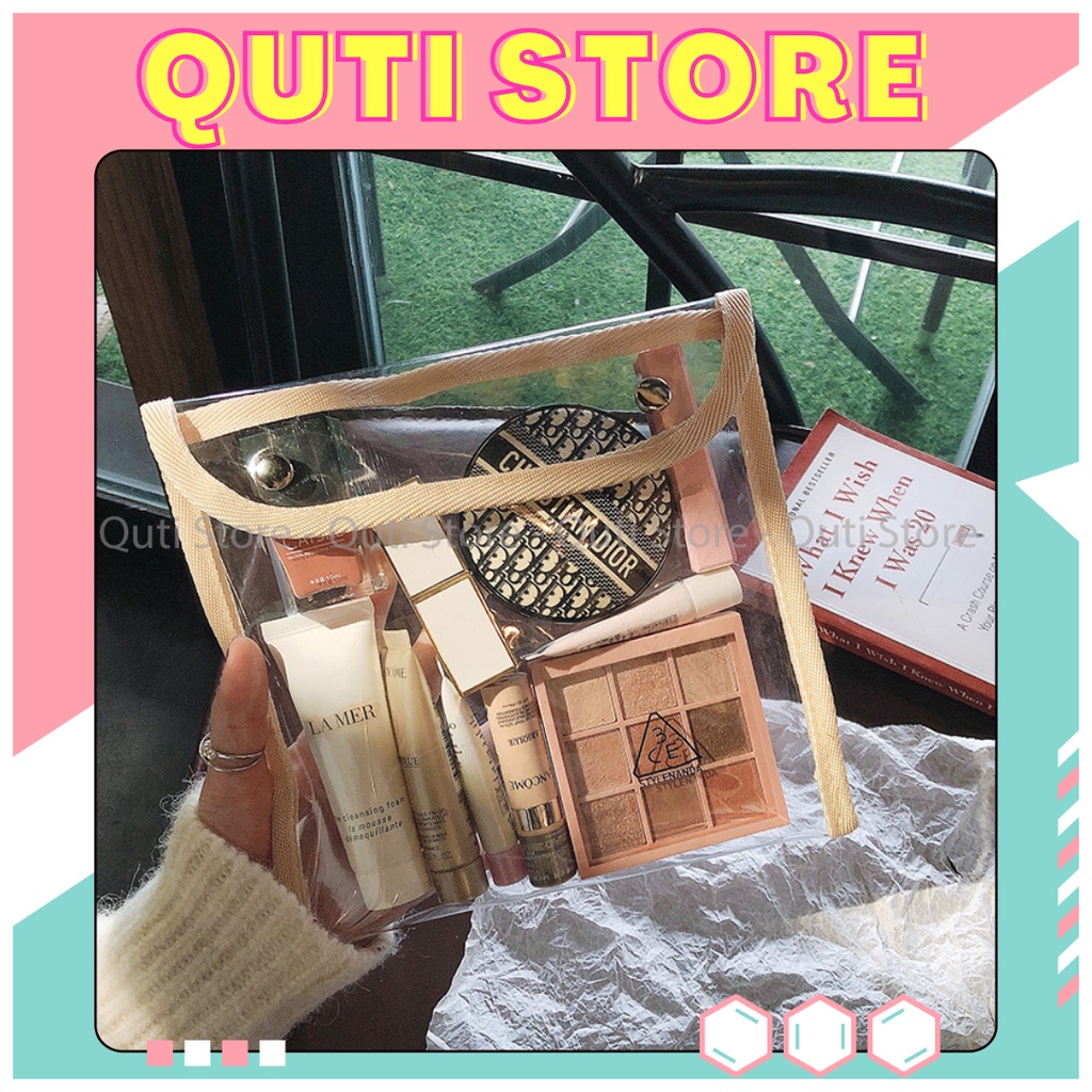 Túi Nhựa Trong Suốt To Hộp Bút Đẹp Đa Năng - Túi Đựng Mỹ Phẩm, Bóp Viết QUTI HBN51