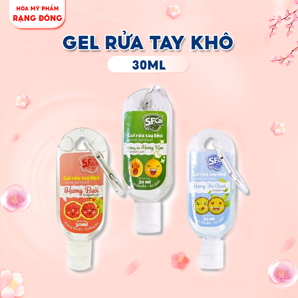 Gel rửa tay khô mini Spca 30ml + Tặng kèm móc khóa - Nước Rửa Tay Khô Hương Trái Cây Sát Khuẩn Bảo Vệ Da Tay