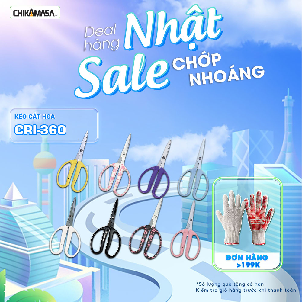 Kéo cắt hoa quả cao cấp Nhật Bản Chikamasa CRI-360 - chiều dài lưỡi 45mm - lưỡi thép carbon chất lượng cao siêu bén