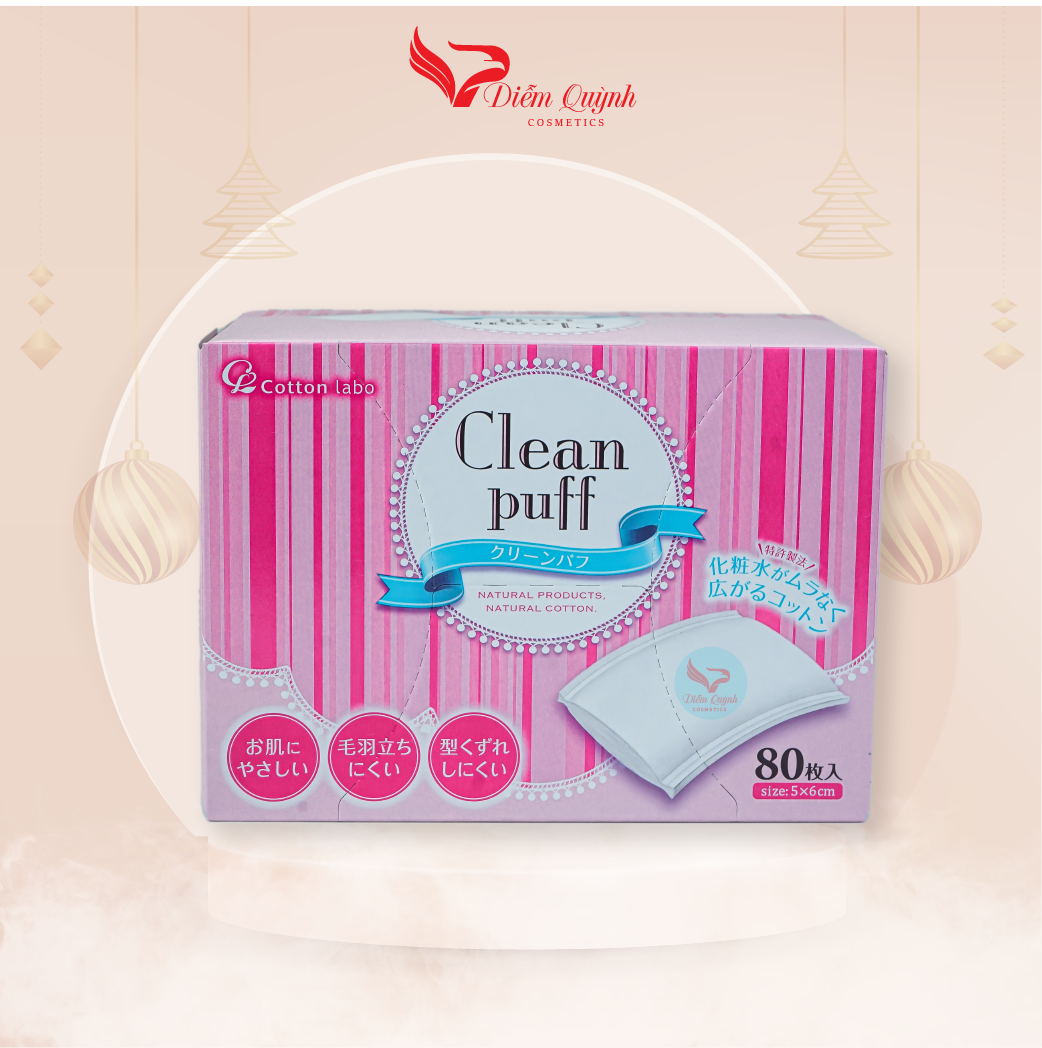 Bông tẩy Trang Clean puff Nhật Bản 80 Miếng