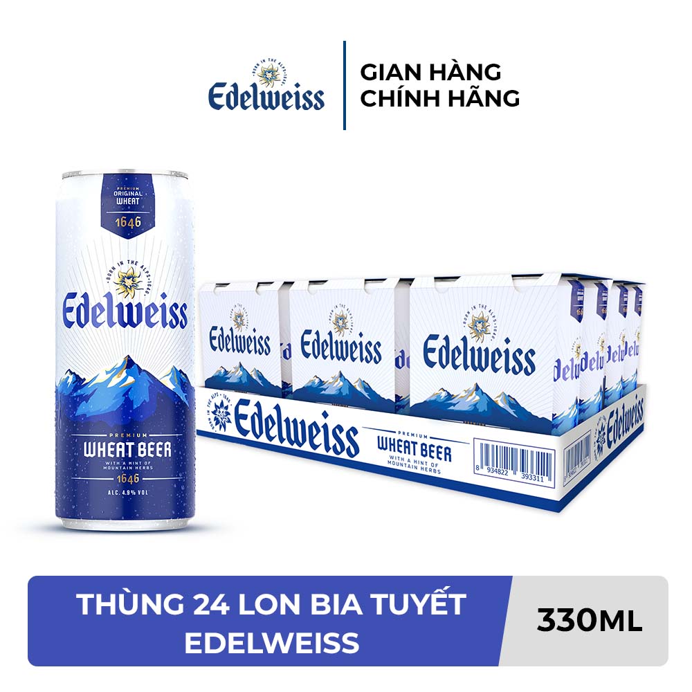  Thùng 24 lon Bia Tuyết - Edelweiss 330ml lon 