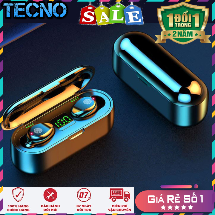 Tai nghe bluetooth Amoi F9 phiên bản kén sạc 3500 mAh kiêm sạc dự phòng cho điện thoại, chống nước, chống ồn, chống bụi, âm bass sâu. dùng cho mọi điện thoại,