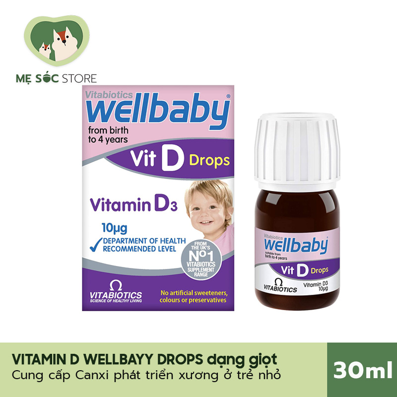 Vitamin D Wellbaby Drops dạng giọt cho bé đến 4 tuổi 30ml