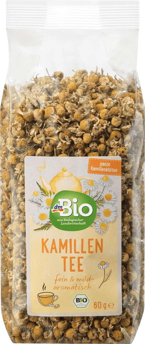 Trà hoa cúc hữu cơ khô nguyên bông Dm Bio Kamillen Tee 60g, hàng nội địa chính hãng của Đức