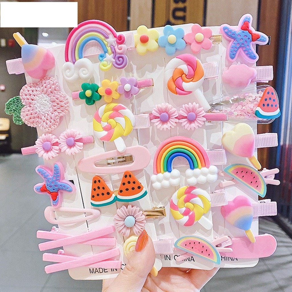 Sét Kẹp Tóc 14 Món Nhiều Hình Kute Cho Bé Gái Siêu Cute, Dễ Thương