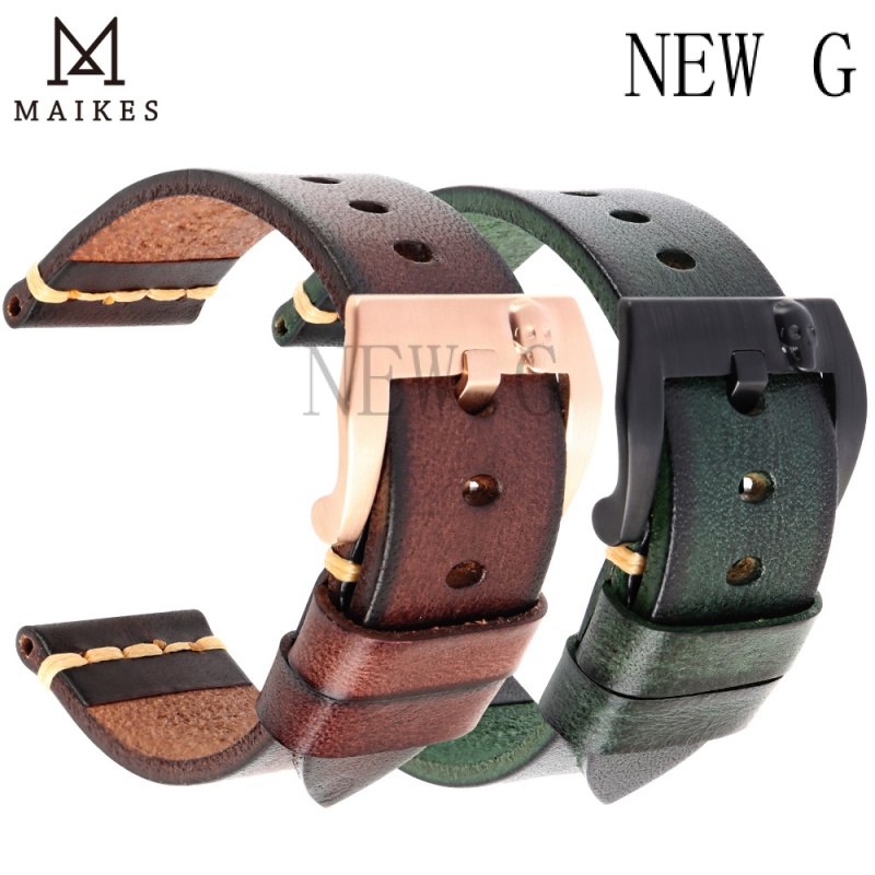 Maikes handmade da dây đồng hồ 18mm 19mm 20mm 21mm 22mm 24mm đồng hồ vintage dây đeo cho dây đeo đồng hồ