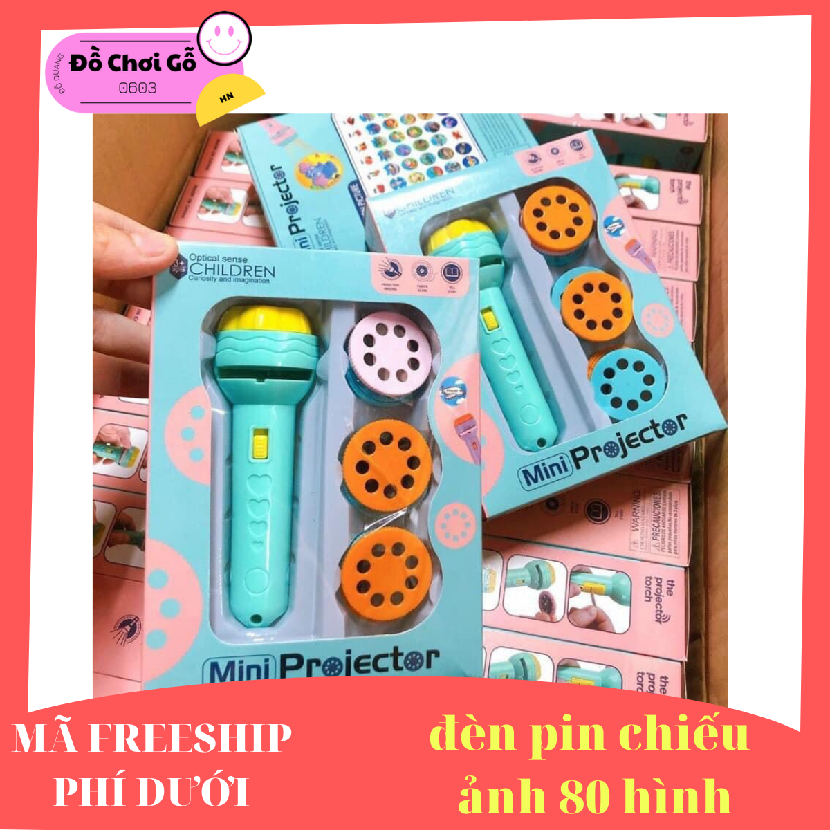 Đèn 80 Hình - Đồ chơi giáo dục đèn pin chiếu ảnh 80 hình nghộ nghĩnh cho bé - đèn bin chiếu hình cho bé - đèn chiếu - đèn bin - thông minh - Đồ Chơi Gỗ 0603