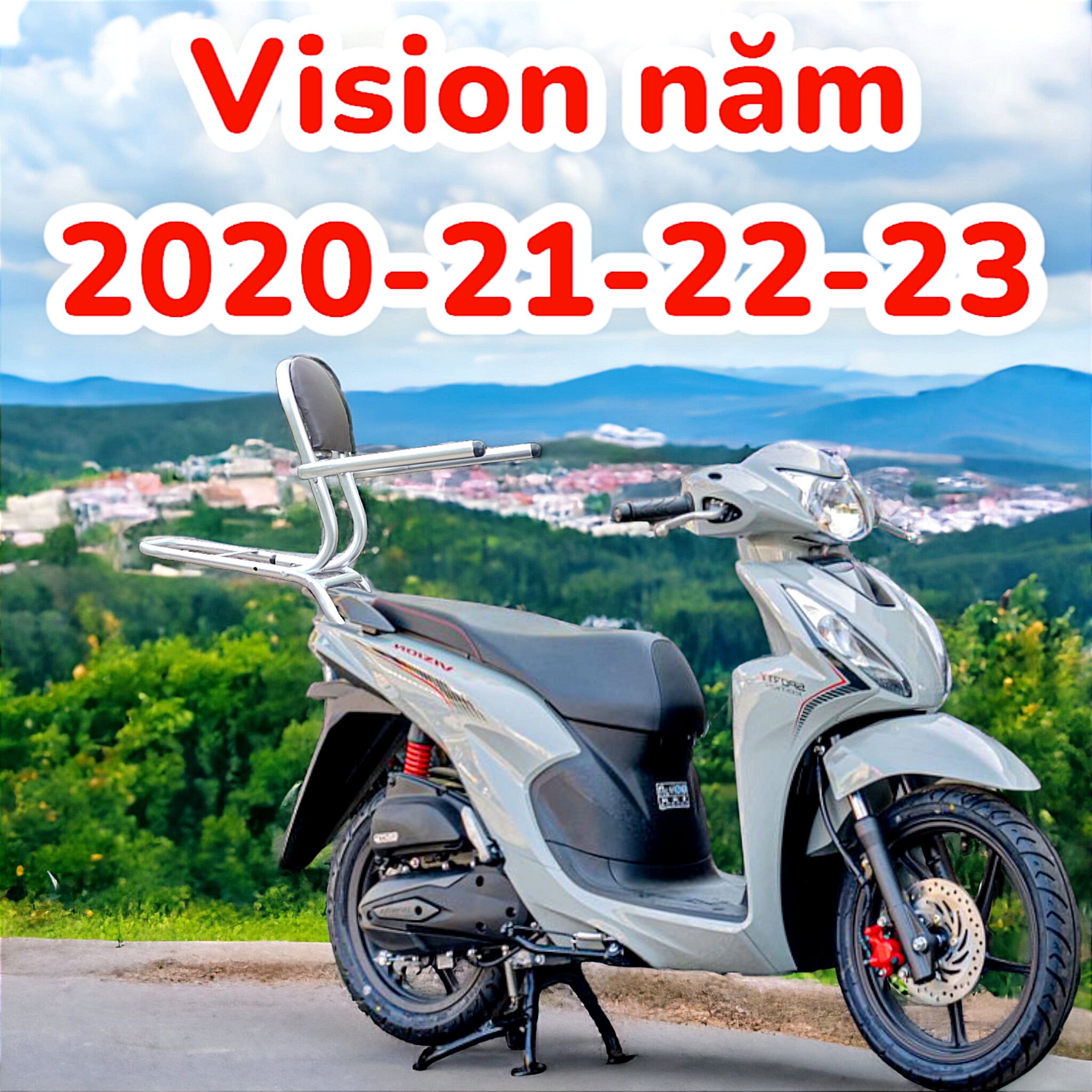 ( tặng lót tay) Baga phượt xe máy có ghế dựa xe vision 2020-2023