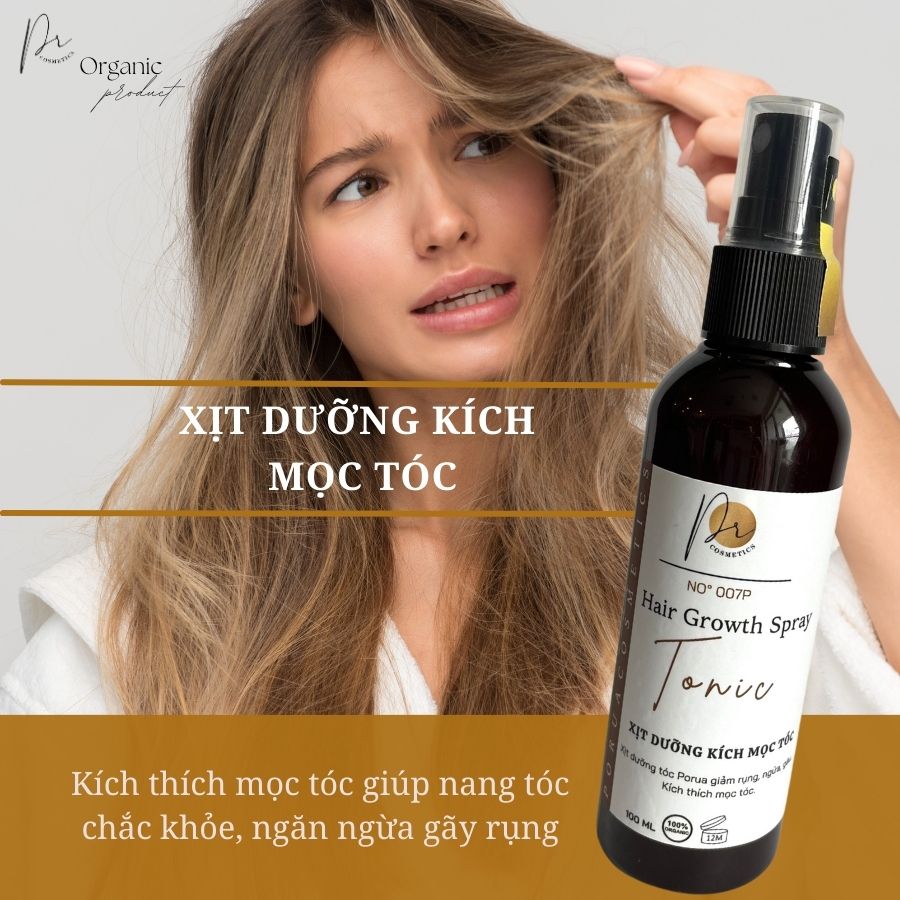 Chai xịt tóc thảo mộc kích thích mọc tóc PORUA dưỡng tóc dày và dài ngăn rụng tóc 100ml