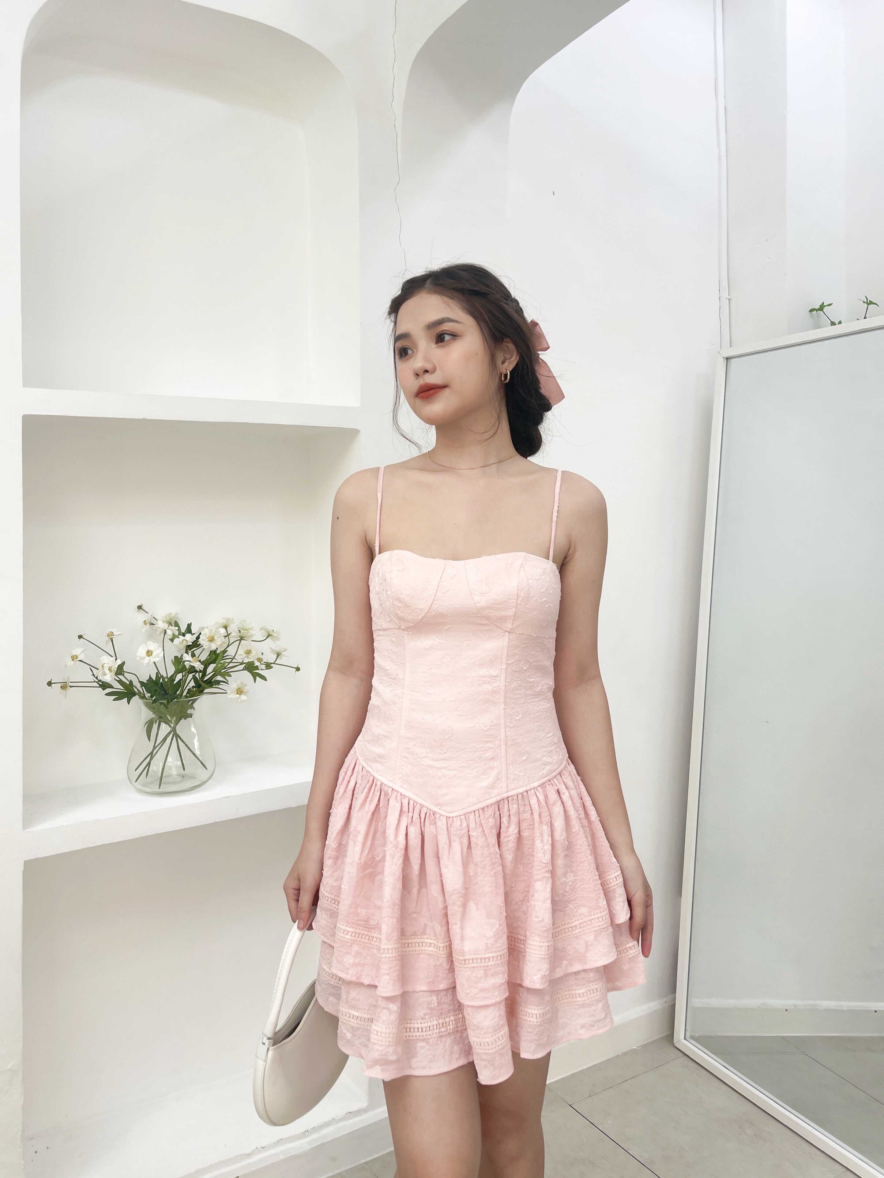 Nhập mã 66falazsocial80 giảm 15% đầm nữ hai dây thiết kế form xòe hai tầng - honi dress - goût de jun