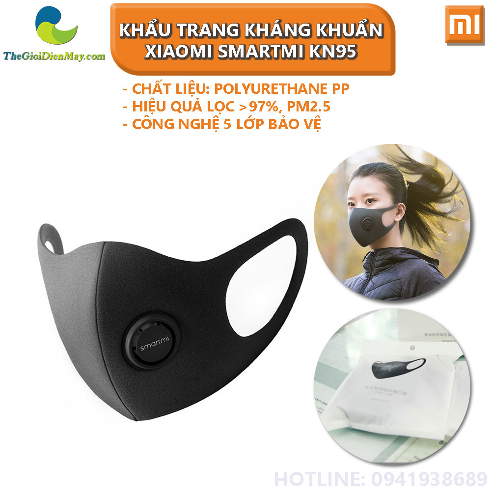 Khẩu trang kháng khuẩn chống bụi cao cấp Xiaomi Smartmi KN95 - Shop Thế Giới ĐIện Máy