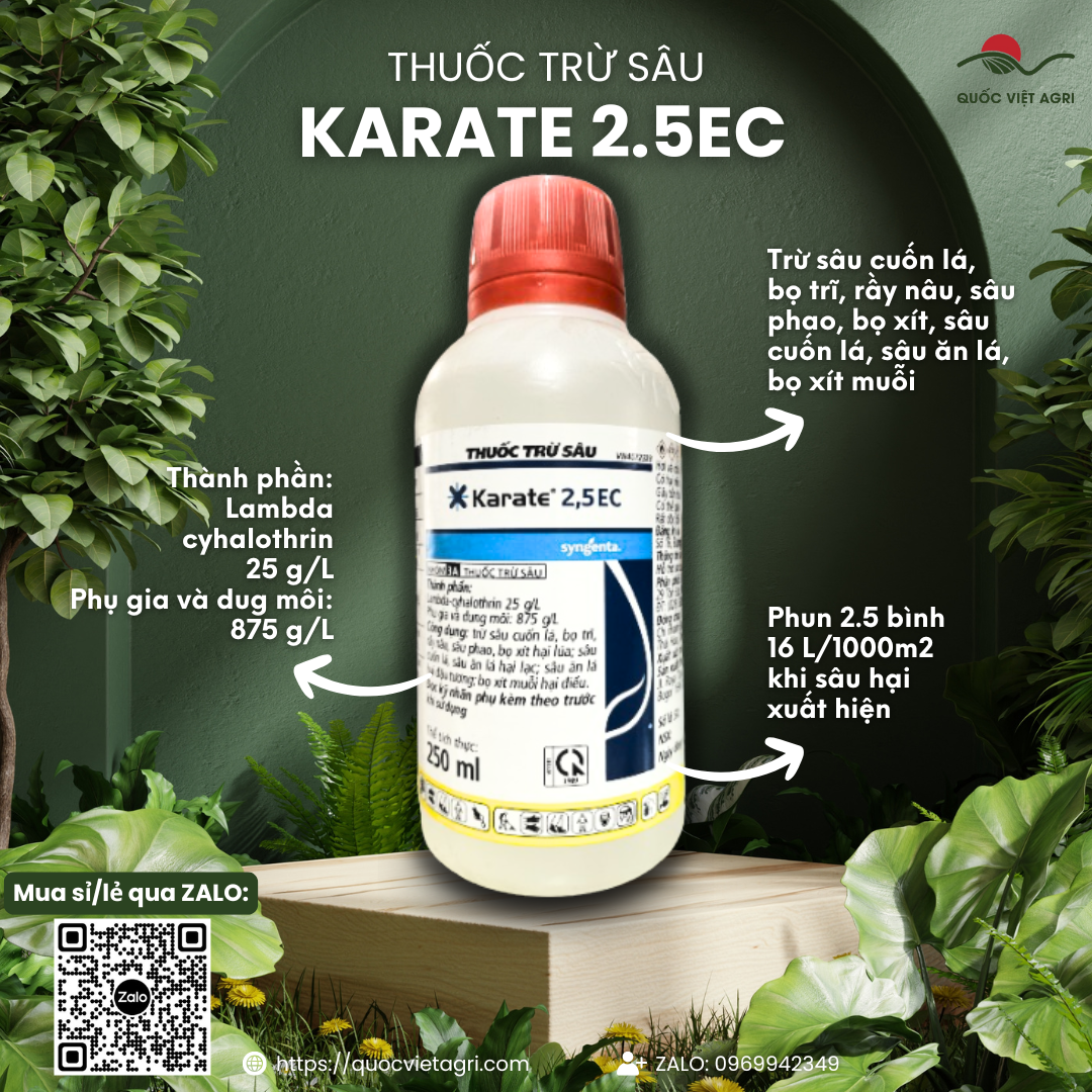  Thuốc trừ sâu KARATE 2.5EC Syngenta Thuỵ Sĩ  chai 250ml  - Lambda cyhalothrin 25g l Trừ Sâu cuốn lá Bọ trĩ Bọ xít muỗi Sâu phao Bọ xít 