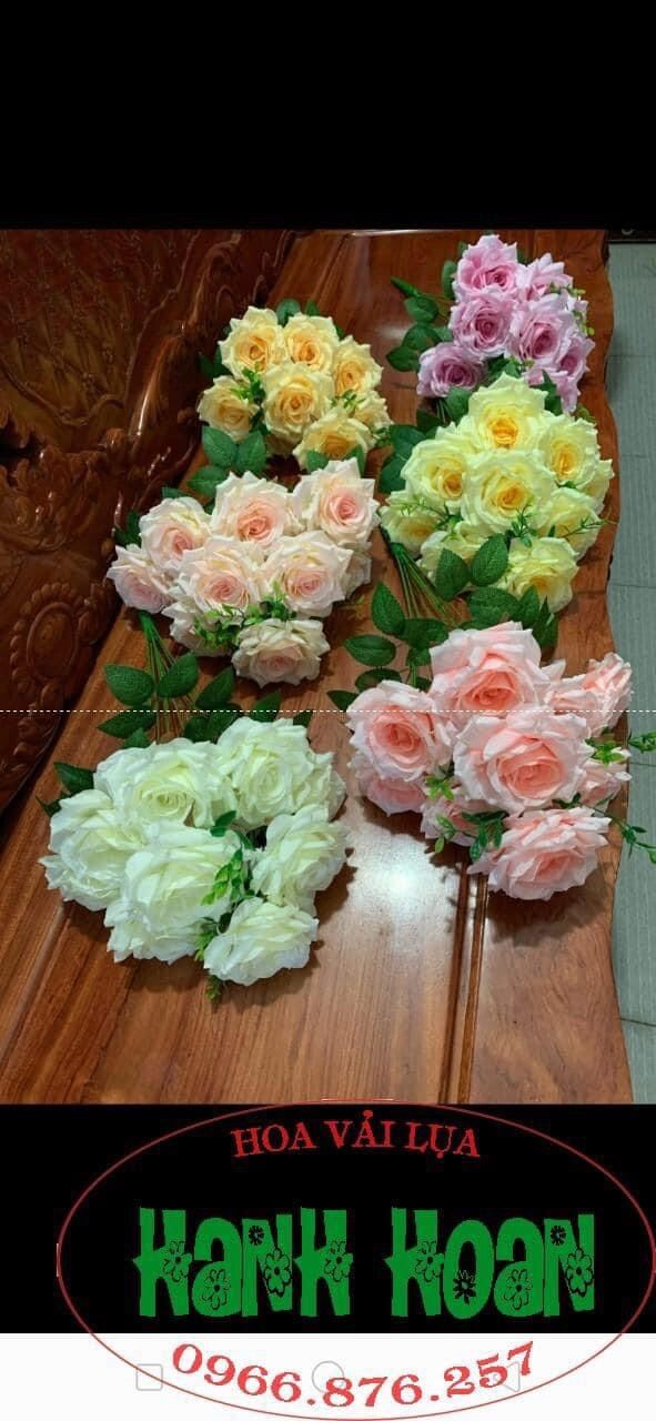 Chùm hoa hồng cánh xoăn cao cấp - Hoa giả