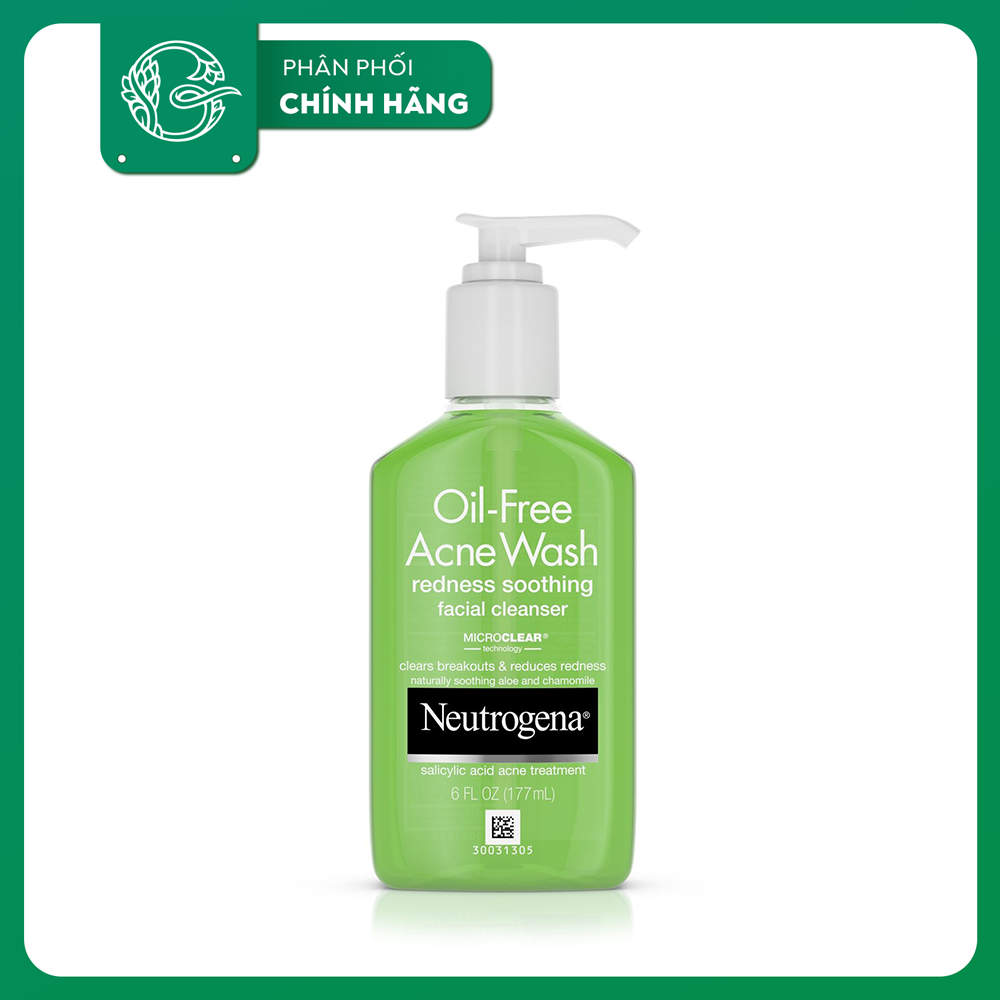 Sữa Rửa Mặt Neutrogena Oil-Free Acne Wash Redness Soothing Facial Cleanser 177ml
